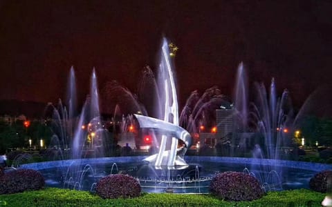 湖南财政经济学院·厚生广场的喷泉夜景
